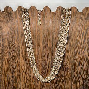 Vintage Coro Gold-Tone Multi-Strand Chain Necklace With Adjustable Clasp